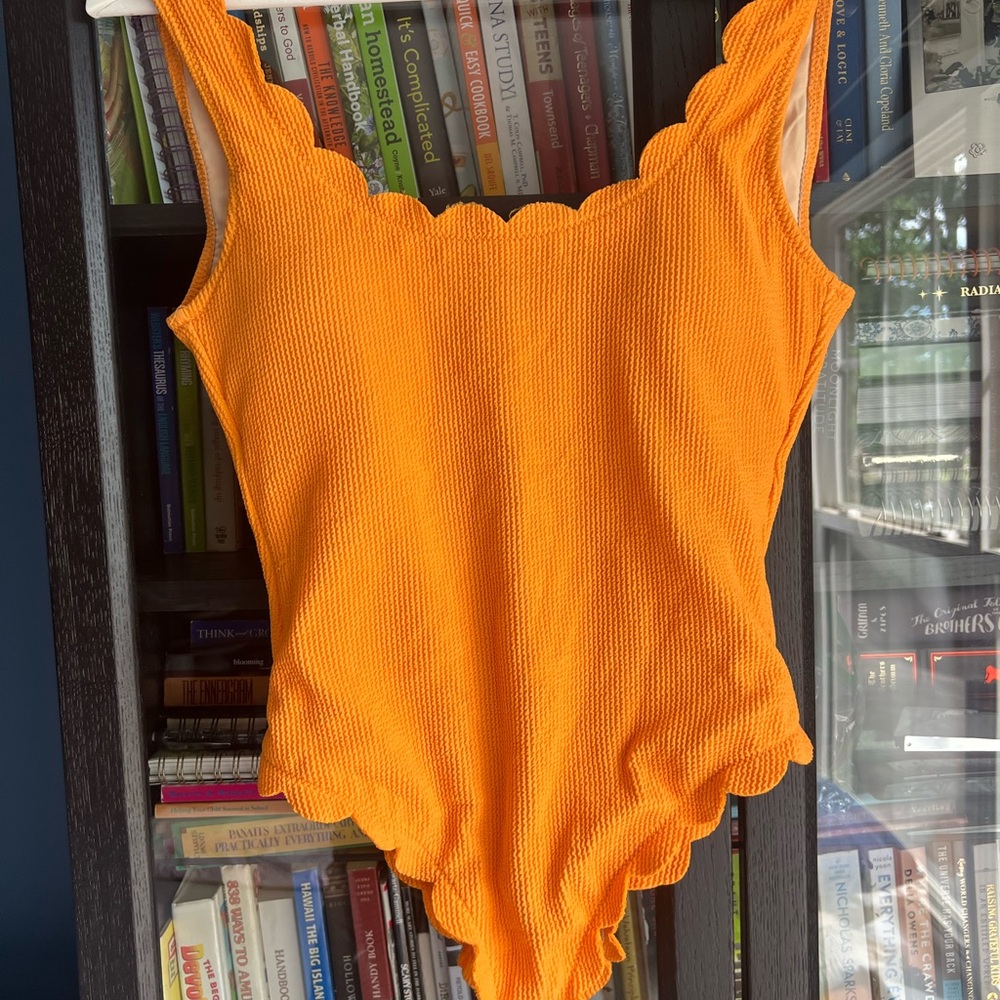 Scalloped Orange Swim One Piece